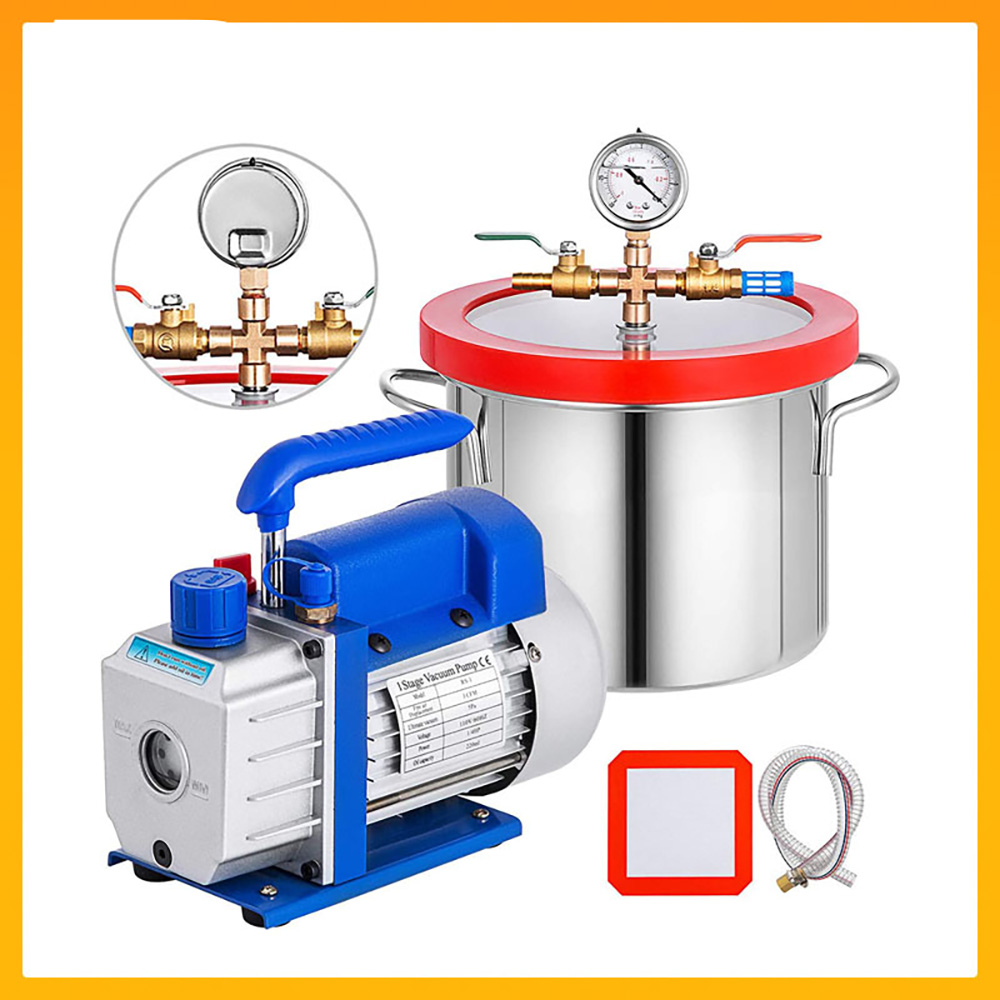 Vacuum Chamber Kit With Pump - Single Stage Vacuum Pump Kit 3.5cfm